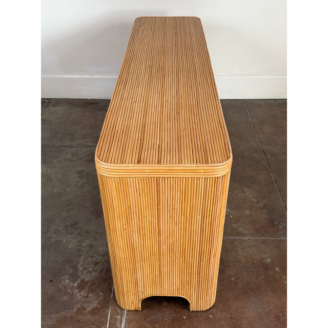 Wood Italian Style Rattan Mid Century Sideboard With Brass Hardware For Sale - Image 7 of 17
