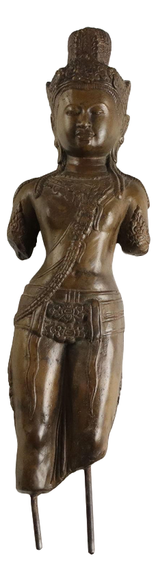 Antique 20th Century Bronze Bodhisattva Sculpture, Cambodia