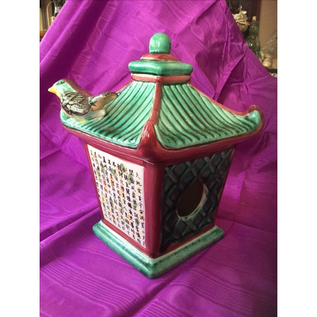 Ceramic Bird House With Bird Chairish