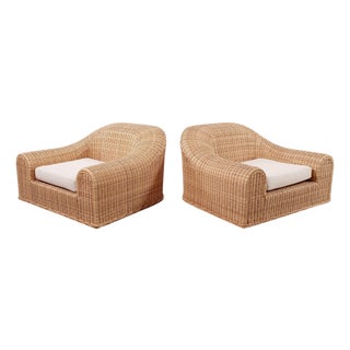 Pair of Michael Taylor Jennifer All-Weather Wicker Lounge Chairs For Sale