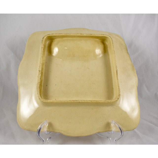 Asparagus Rustic French Provençal Majolica Square Asparagus Plate For Sale - Image 8 of 10