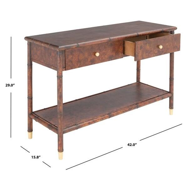 Tudor 2 Drawer 1 Shelf Console Table - Dark Brown/Gold For Sale In Philadelphia - Image 6 of 11