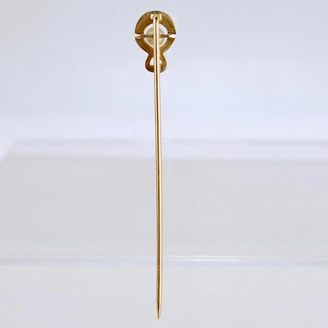 Early 20th Century Antique Art Nouveau 10 Karat Gold & Seed Pearl Stick Pin For Sale - Image 5 of 6