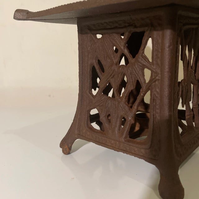 Great Vintage Chinese Cast Iron Pagoda Garden Ornament Hanging Lantern. Perfect to hang or sit on a table with a candle or...