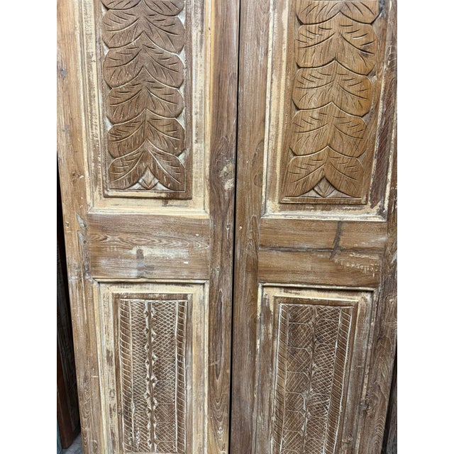 Hand Carved Wood Double Doors – Vintage Pantry & Closet Door 80x34 For Sale - Image 4 of 9
