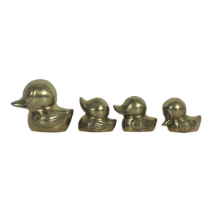 Mid Century Brass Duck Mother and Ducklings- Set of 5