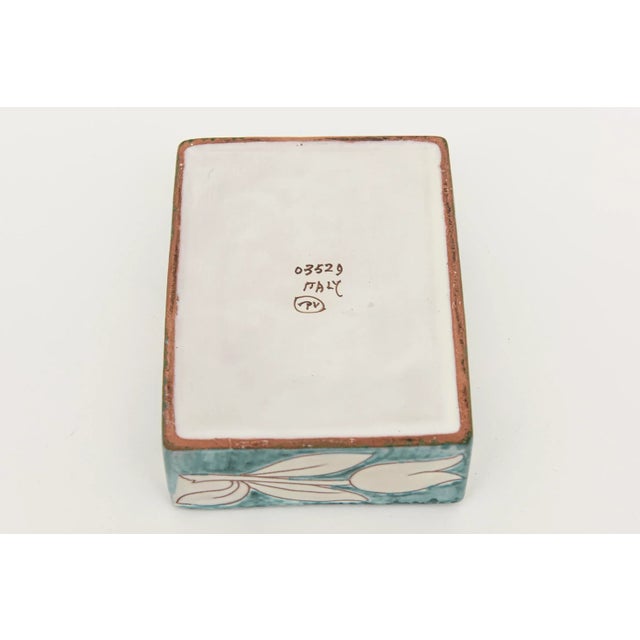 Vintage Raymor Ceramic Turquoise and White Flower Lidded Box Italian For Sale - Image 10 of 11