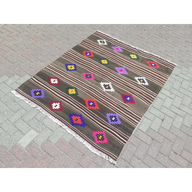 1960s Nomadic Style Kilim Rug - 59"x75" For Sale - Image 4 of 12