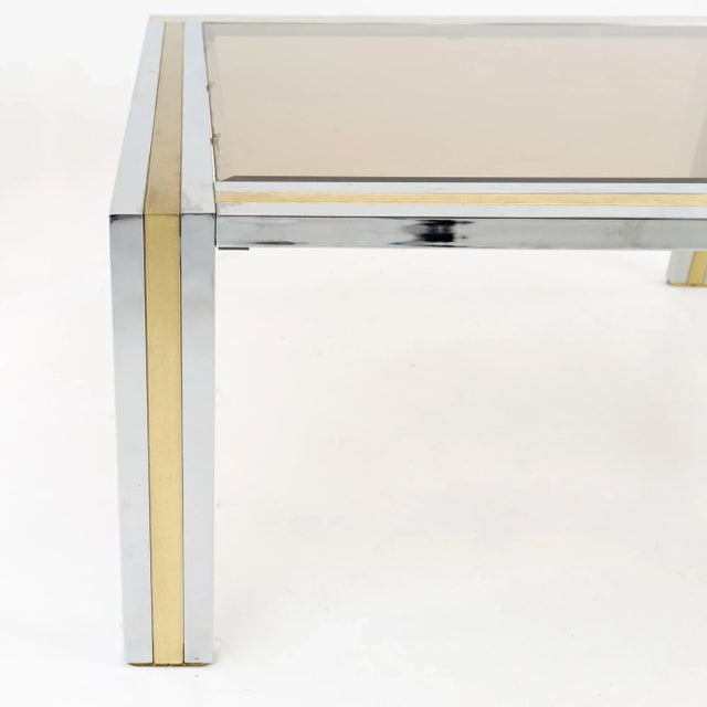 Renato Zevi Mid Century Italian Chrome Brass and Glass Square Coffee Table For Sale In Chicago - Image 6 of 7