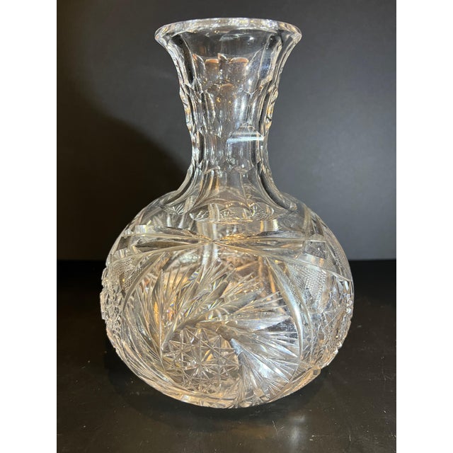 Mid-Century Modern Vintage American Brilliant Period Hobstar Clear Glass Carafe/Decanter For Sale - Image 3 of 10
