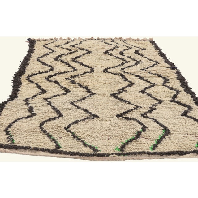 Contemporary Vintage Azilal Boucherouite Moroccan Rug, 03'07 X 05'09 For Sale - Image 3 of 10