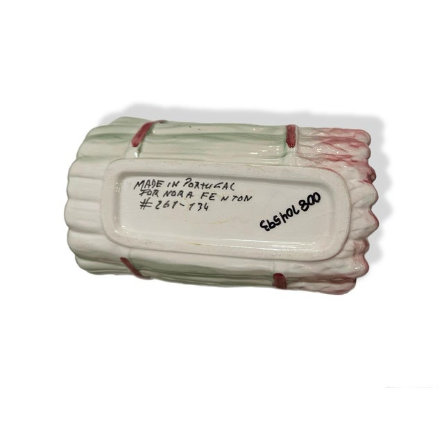 Late 20th Century Vintage Pair of Nora Fenton Portuguese Asparagus Tureens With Platters – Pink Tassel Majolica Style For Sale - Image 5 of 10