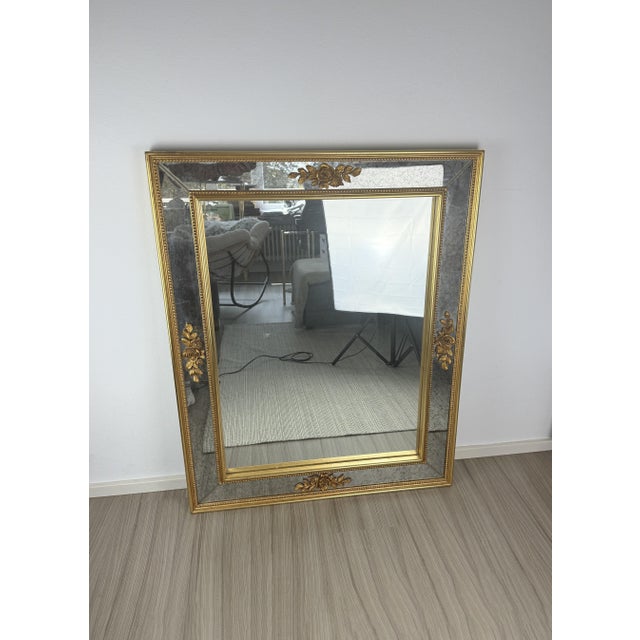 Large Vintage French Gilded Mirror by AJA Paris, 1950s For Sale - Image 4 of 11