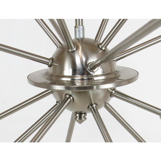 Metal Vintage Satin Chrome 16 Light Sputnik Chandelier For Sale - Image 7 of 7