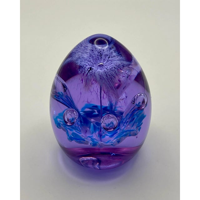 Late 20th Century Purple & Blue Art Glass Paperweight For Sale - Image 5 of 10