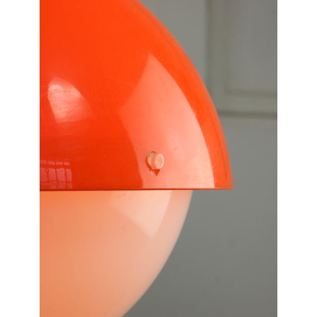 Italian Space Age Orange Acrylic Glass and Brass Pendant Lamp, 1970s For Sale - Image 12 of 16