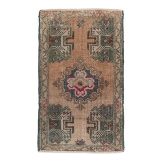 Mid 20th Century Handwoven Turkish Rug – Small Size With Faded Elegance -1' 10'' X 3' 3'' For Sale
