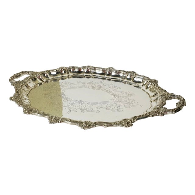 Spanish Rococo Silver Serving Tray, 1950s For Sale