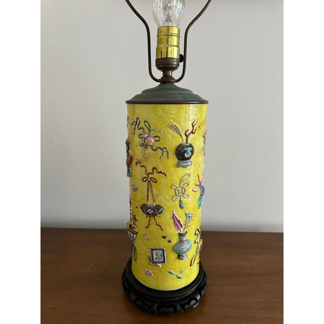 From the estate of an antiques dealer, this lamp is a stunning piece of art. A striking vintage Chinese porcelain table...