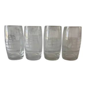 Set of 4 Vintage Etched Clipper Ship Glasses