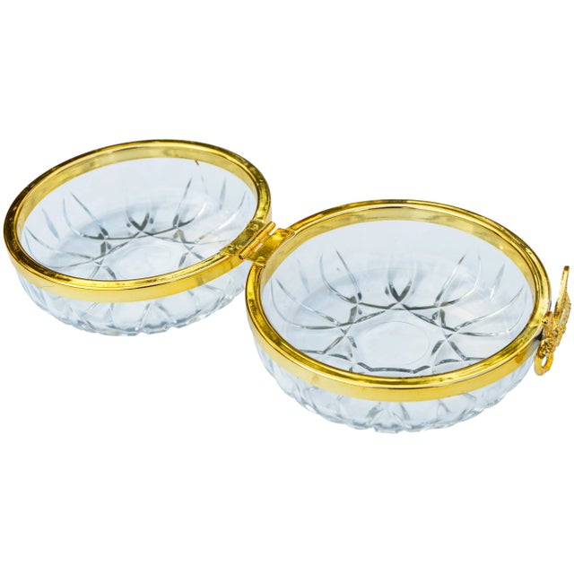 Mid 20th Century Vintage Crystal Candy Jar W/ Golden Design For Sale - Image 5 of 6