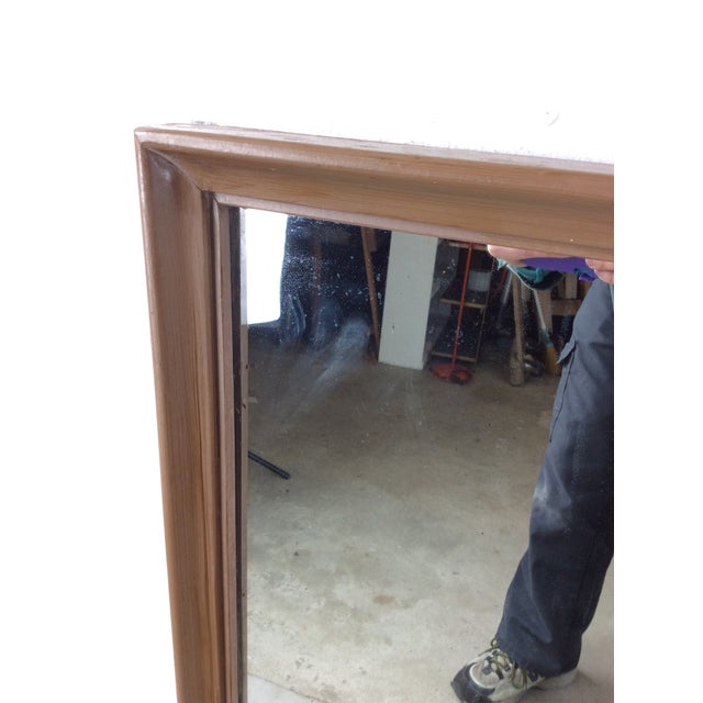 Mid Century Modern Long Rectangular Wall Mirror With Two Glass Panels and Wood Accent For Sale - Image 15 of 18