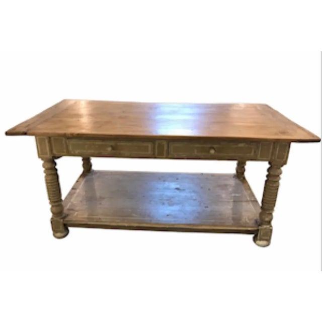 Painted French Island with 2 Drawers, Provence, Circa 1830 For Sale - Image 13 of 14