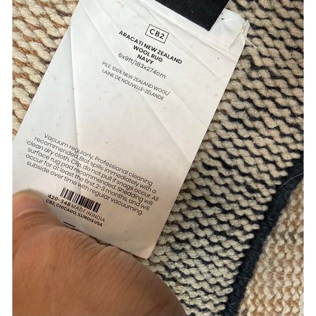 Navy Blue 6ft × 9ft 3in Cb2 Aracati Navy Blue Wool Area Rug For Sale - Image 8 of 12