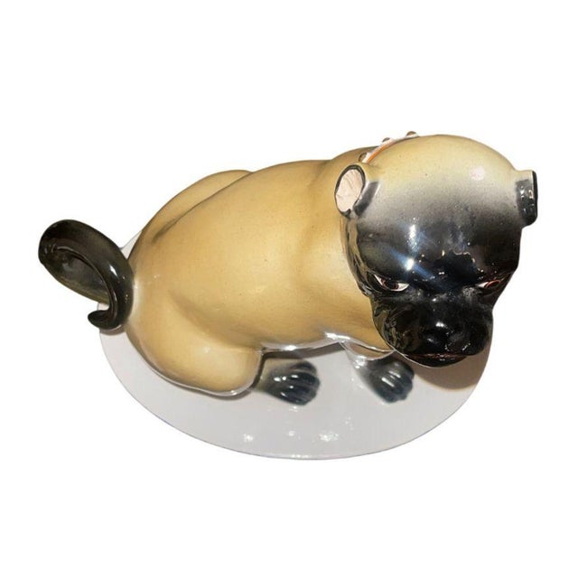 Mid 20th Century Pair of Mottahedeh Pug Dog Figures, Staffordshire Style, Mid-20th Century. For Sale - Image 5 of 9