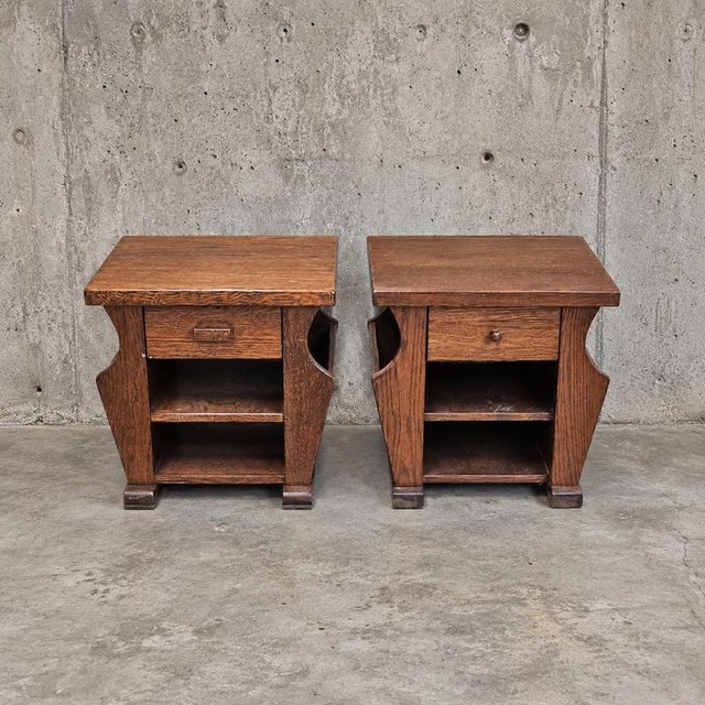 2000 - 2009 Vintage Brown Nightstands in Oak, Set of 2 For Sale - Image 5 of 15