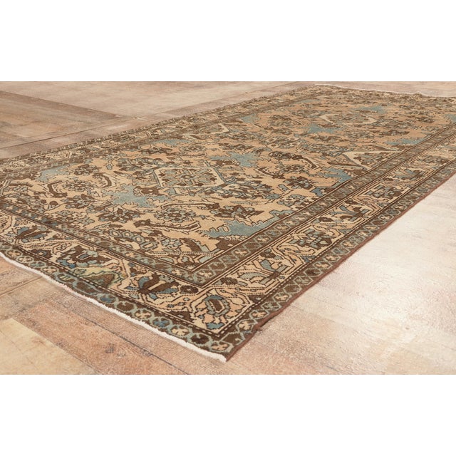 Tan Vintage Persian Bakhtiari Rug, 05'02 X 09'11 For Sale - Image 8 of 10