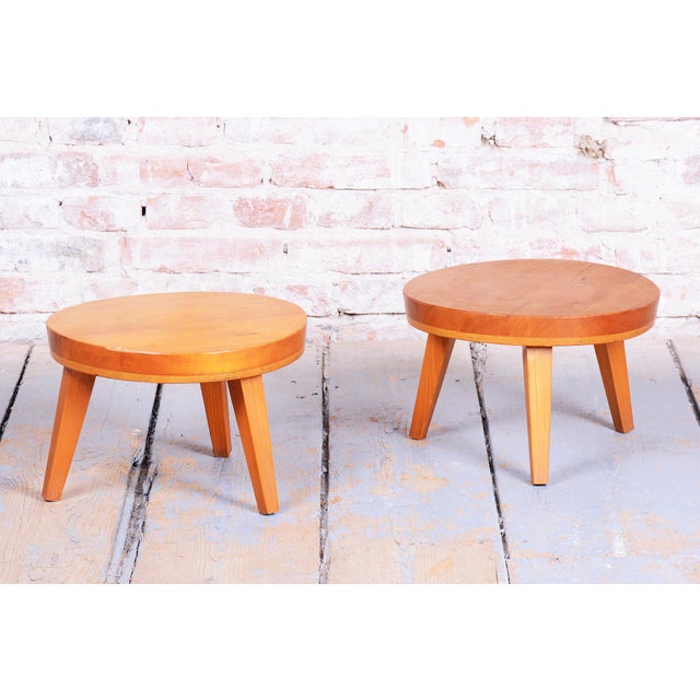 1950s Mid-Century Small Tables in Larch Wood, Czech. 1950s, Set of 2 For Sale - Image 5 of 9