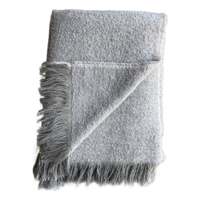 Beige Belgian Linen and Wool Throw-Xl For Sale