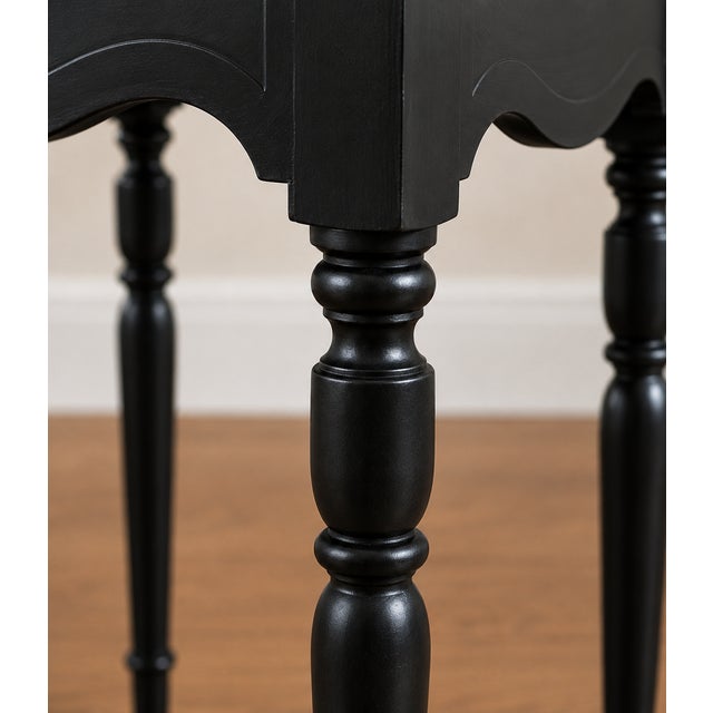 Farmhouse Vintage French Country Black Accent Side Table With Solid Oak Top For Sale - Image 3 of 3