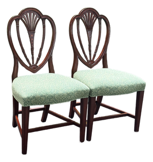 Hickory White Shield Back Mahogany Inlaid Dining Chairs - A Pair