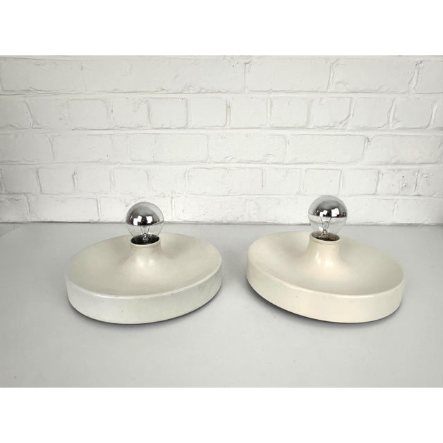 Metal German White Wall Lights, 1960s, Set of 2 For Sale - Image 7 of 16