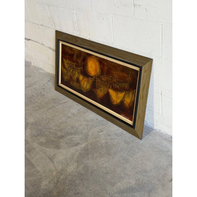 Vintage Danish Modern Sailboat Painting Signed Led Tingkær 1970 For Sale In Los Angeles - Image 6 of 7