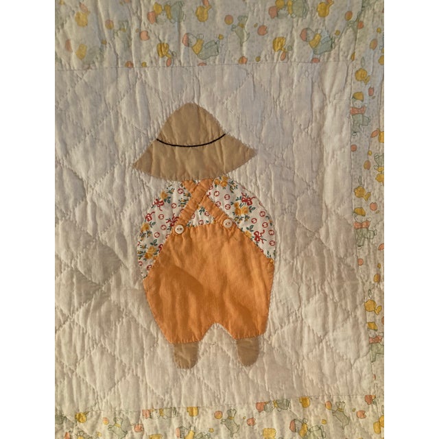 White 1920 American Quilt Cotton. Adorable Colors and Design. A Great Piece of Americana and American History. For Sale - Image 8 of 12