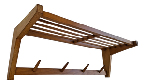 Mid-Century Modern Czechoslovak Wooden Wall Coat Rack with Shelf, 1970