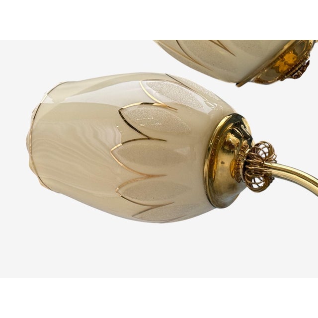 1950s Itsu, Finnish Modern, Snowflake Chandelier, Brass, Glass, Finland For Sale - Image 10 of 14