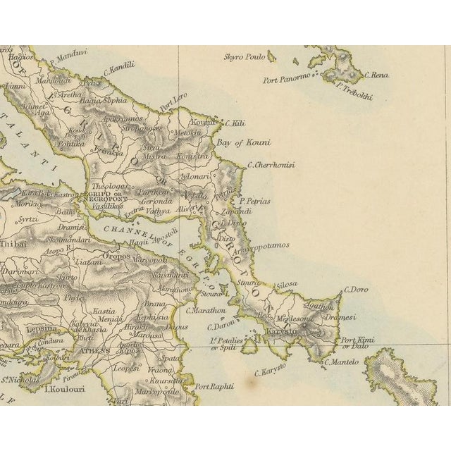 Antique Map of Greece with the Morea and Negropont and Kephalonia, 1858 For Sale - Image 6 of 9
