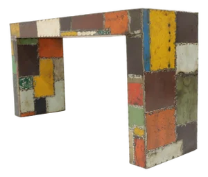 Late 20th Century Reclaimed Aluminum Patchwork Console From the Jim Carrey Collection