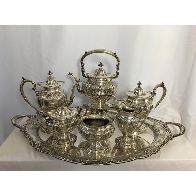 1930s Art Nouveau Gorham Silver Co. Silver Sterling Tea Service - Set of 7 For Sale - Image 11 of 11