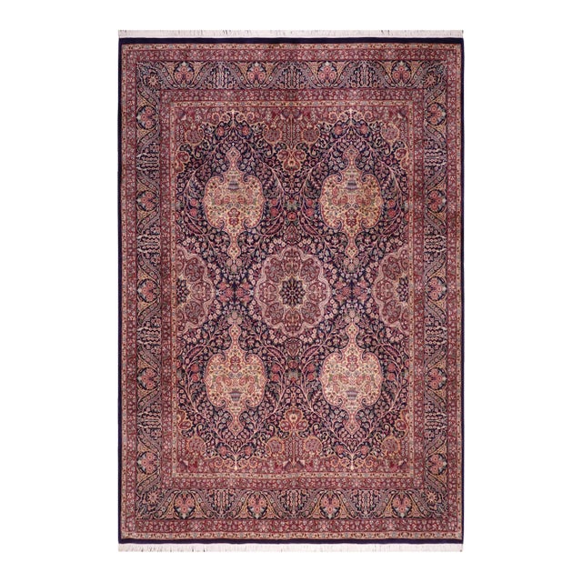 Beautiful Shabby Chic Sultan Pak-Persian Blue/Rust Wool Rug - 8'2'' X 10'3'' For Sale