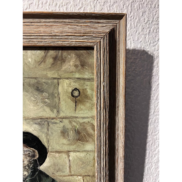 Gray Vintage Oil on Canvas Painting, Portrait of a Fisherman, Framed, Unsigned For Sale - Image 8 of 9