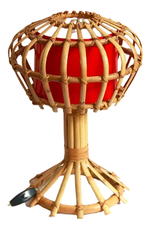 Mid-Century Italian Torcia Table Lamp in Wicker, 1950s