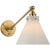 Traditional Chapman & Myers for Visual Comfort Signature Parkington Single Library Wall Light in Antique-Burnished Brass with White Glass For Sale - Image 3 of 5