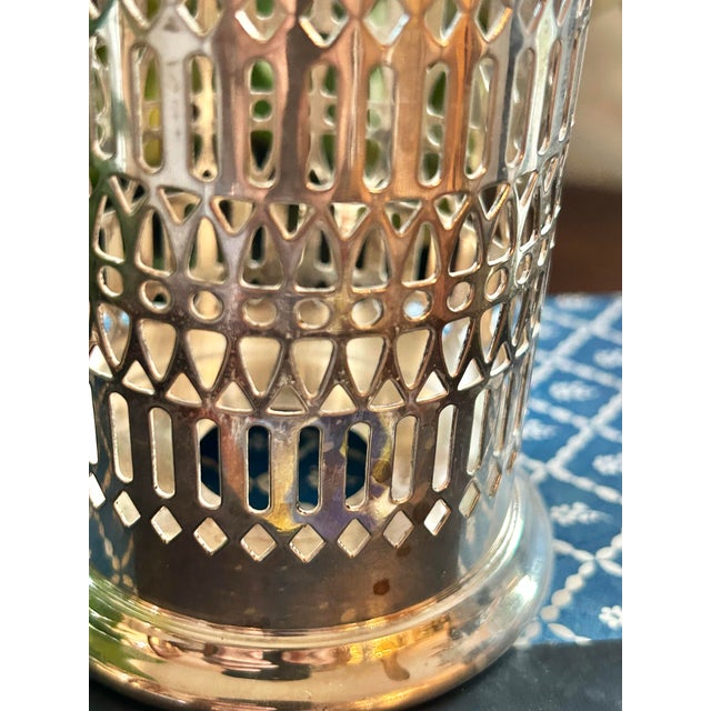 1980s Vintage Sheffield Silver Co. Art Deco 3.75” Condiment Holder or Jar Sleeve For Sale - Image 5 of 8