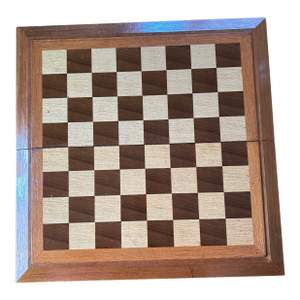 1970's Foldable Wooden Chess Set With Wood Pieces