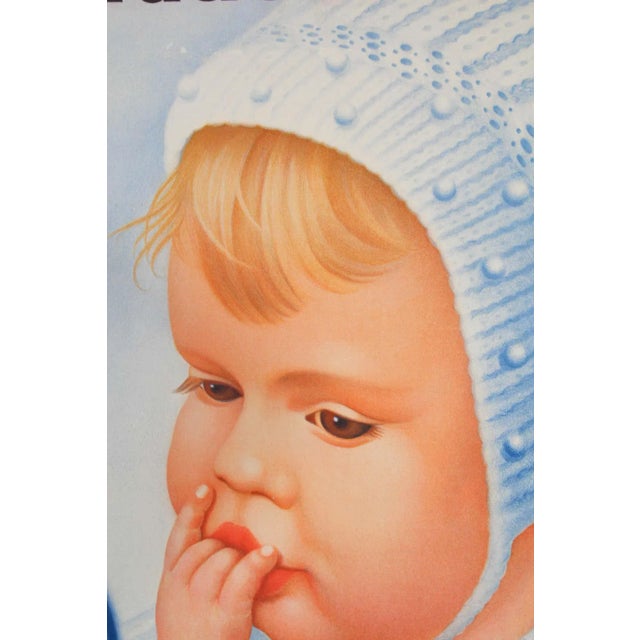 Original Vintage Poster Swiss Schaffhauser Wolle Wool Yarn Knitting 1935 Baby. This is an original 1st printing of this...